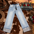 Denim Rhinestone Cuffed Jeans